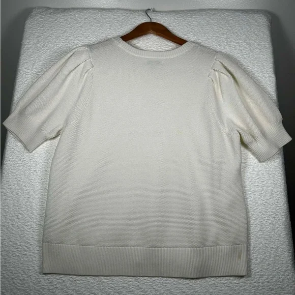 Nine West Cream Textured Knit Puff Sleeve Sweater Top | XXL - Picture 5 of 8
